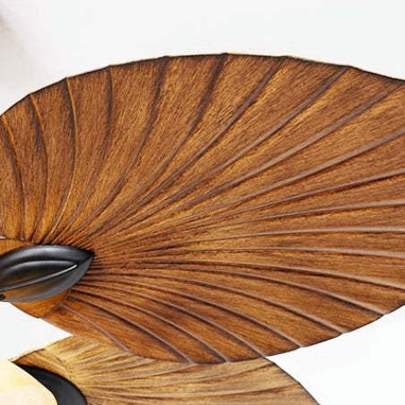 Retro Bell Palm-Leaf Ceiling Fan Light