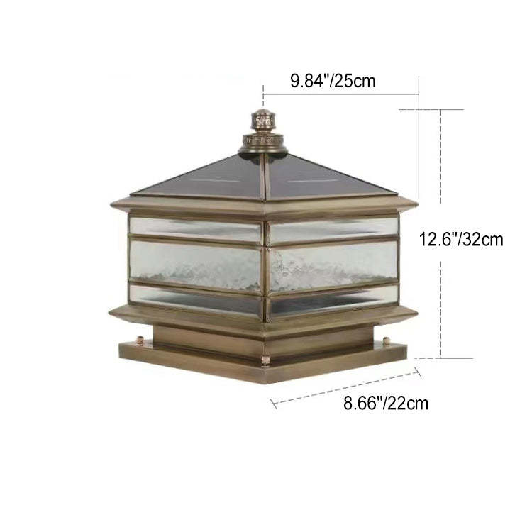 Chinese Solar Copper Frosted Glass Cylinder Landscape Light