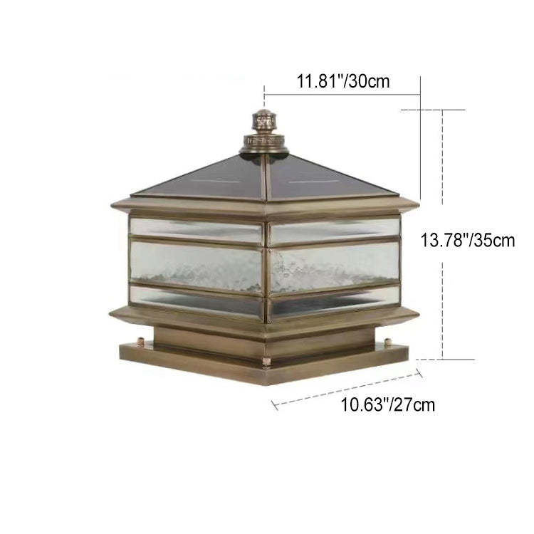Chinese Solar Copper Frosted Glass Cylinder Landscape Light