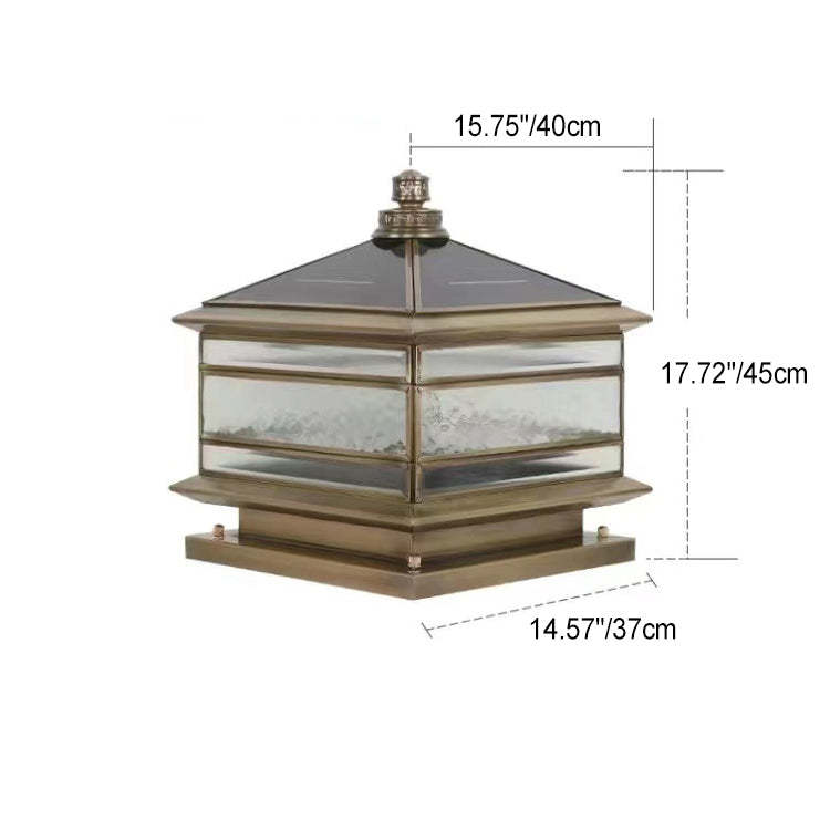 Chinese Solar Copper Frosted Glass Cylinder Landscape Light