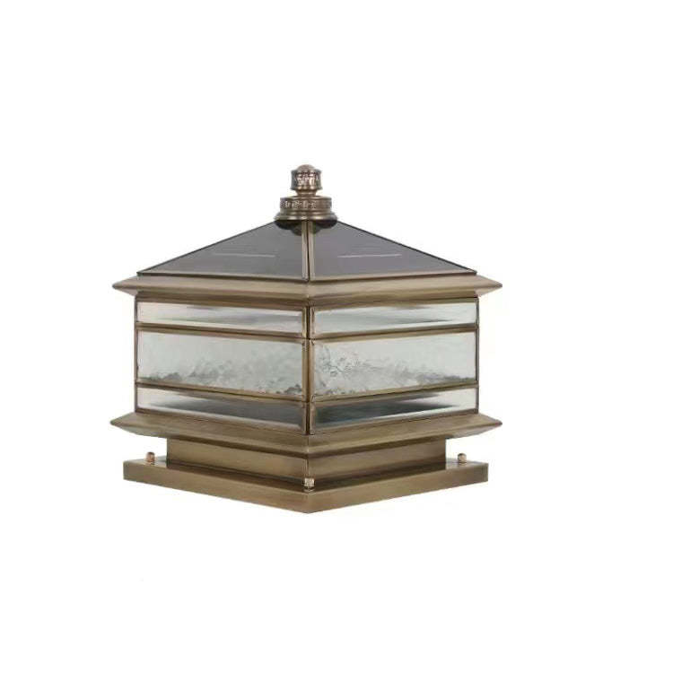 Chinese Solar Copper Frosted Glass Cylinder Landscape Light