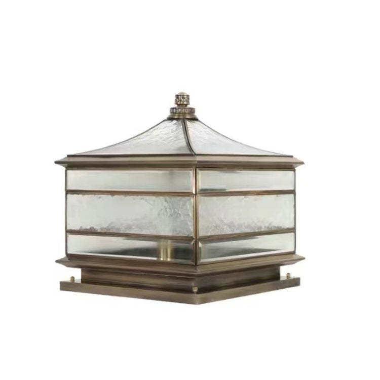 Chinese Solar Copper Frosted Glass Cylinder Landscape Light