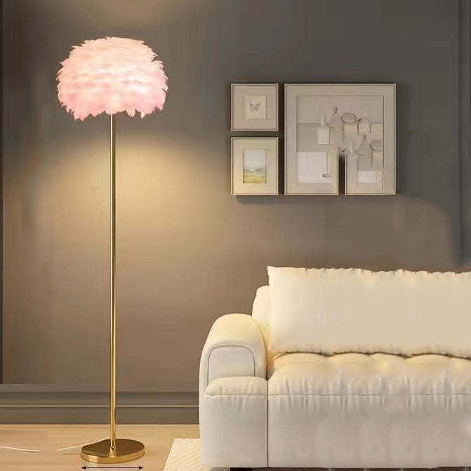 Nordic feather iron floor lamps — Pink / 110V-120V (US/CA)