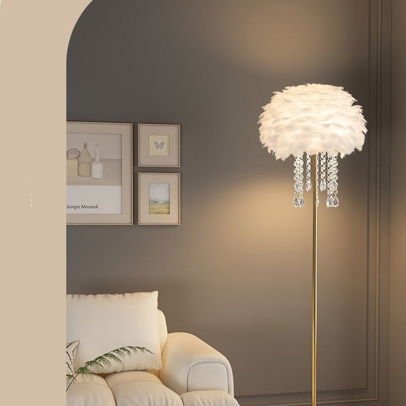 Nordic Iron Feather Crystal Floor Lamp