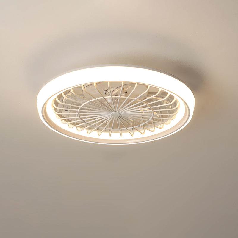 Modern Iron Acrylic Round LED Semi-Flush Fan Light