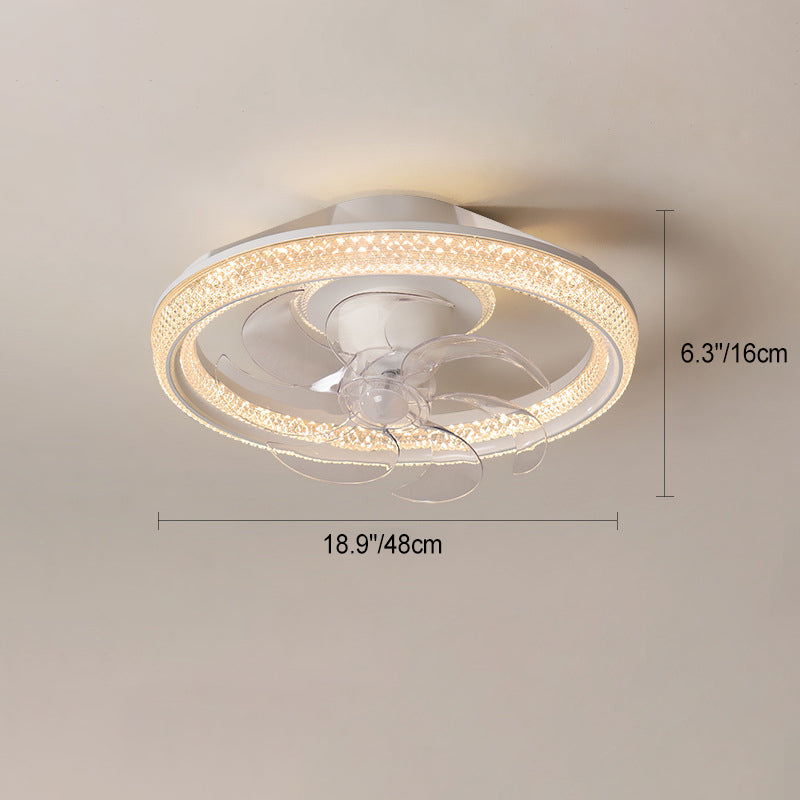 Modern Iron Acrylic Round LED Semi-Flush Fan Light