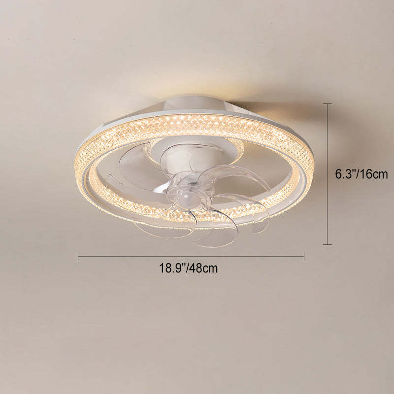 Modern Iron Acrylic Round LED Semi-Flush Fan Light
