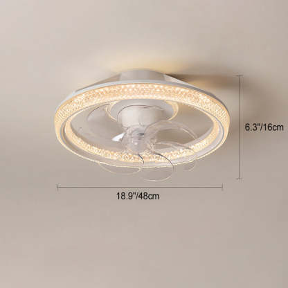 Modern Iron Acrylic Round LED Semi-Flush Fan Light