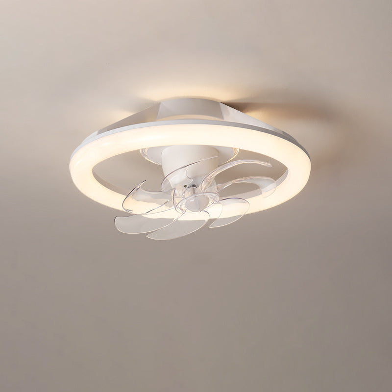Modern Iron Acrylic Round LED Semi-Flush Fan Light