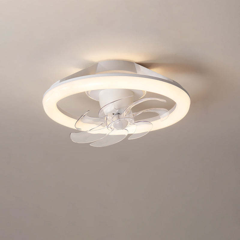 Modern Iron Acrylic Round LED Semi-Flush Fan Light