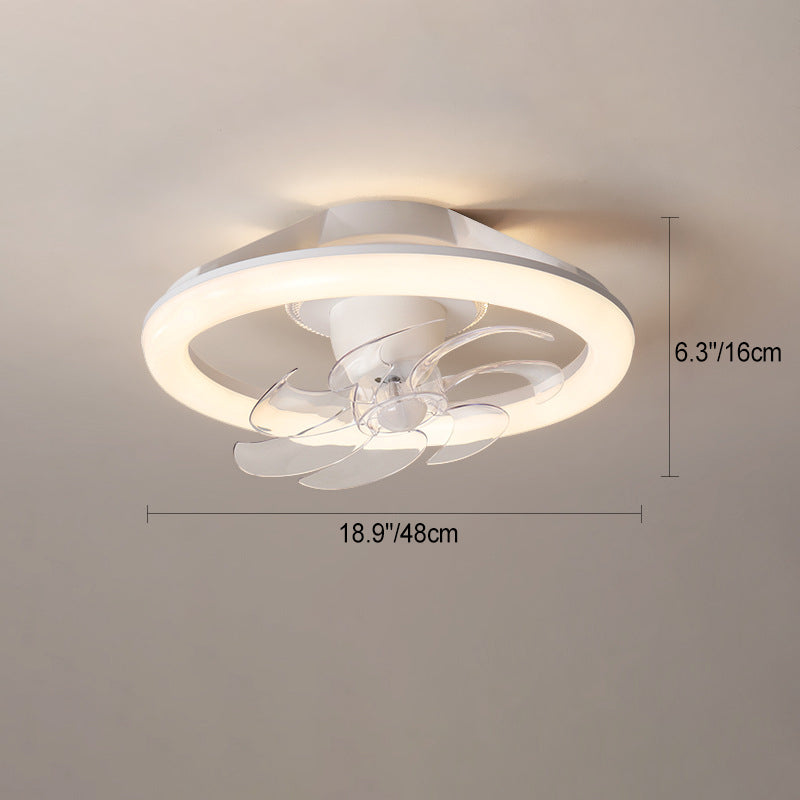 Modern Iron Acrylic Round LED Semi-Flush Fan Light