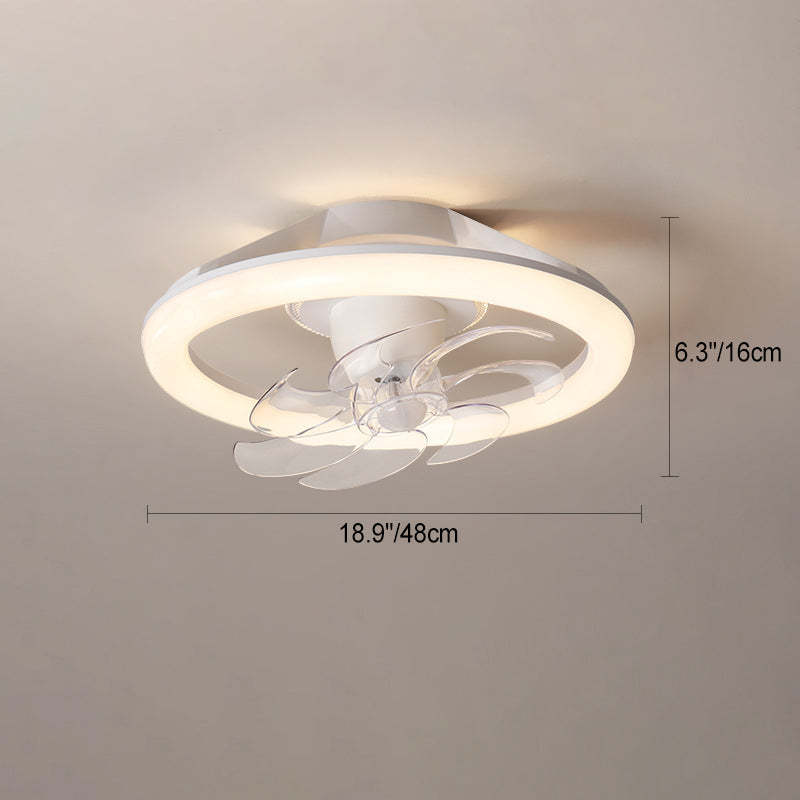 Modern Iron Acrylic Round LED Semi-Flush Fan Light