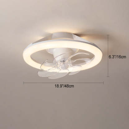 Modern Iron Acrylic Round LED Semi-Flush Fan Light