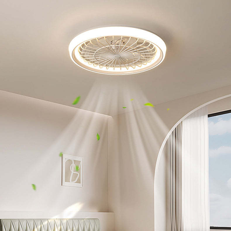 Modern Iron Acrylic Round LED Semi-Flush Fan Light