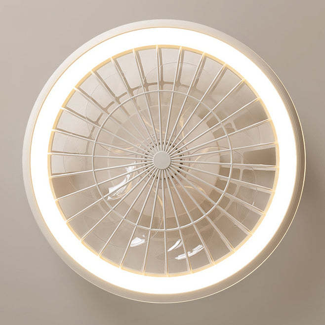 Modern Iron Acrylic Round LED Semi-Flush Fan Light