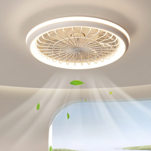 Modern Iron Acrylic Round LED Semi-Flush Fan Light