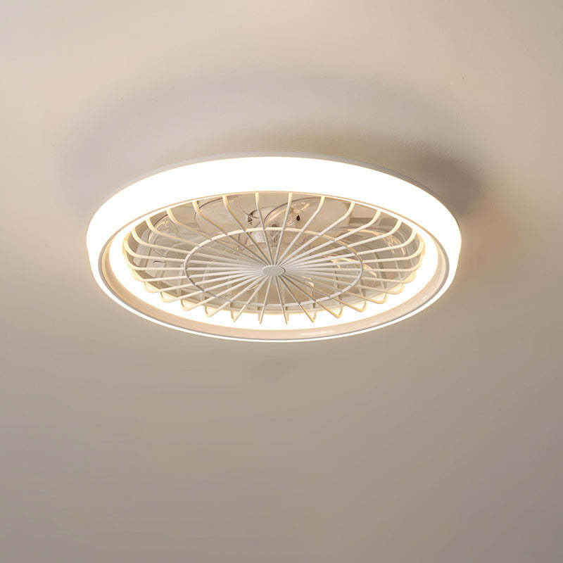 Modern Iron Acrylic Round LED Semi-Flush Fan Light