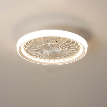 Modern Iron Acrylic Round LED Semi-Flush Fan Light