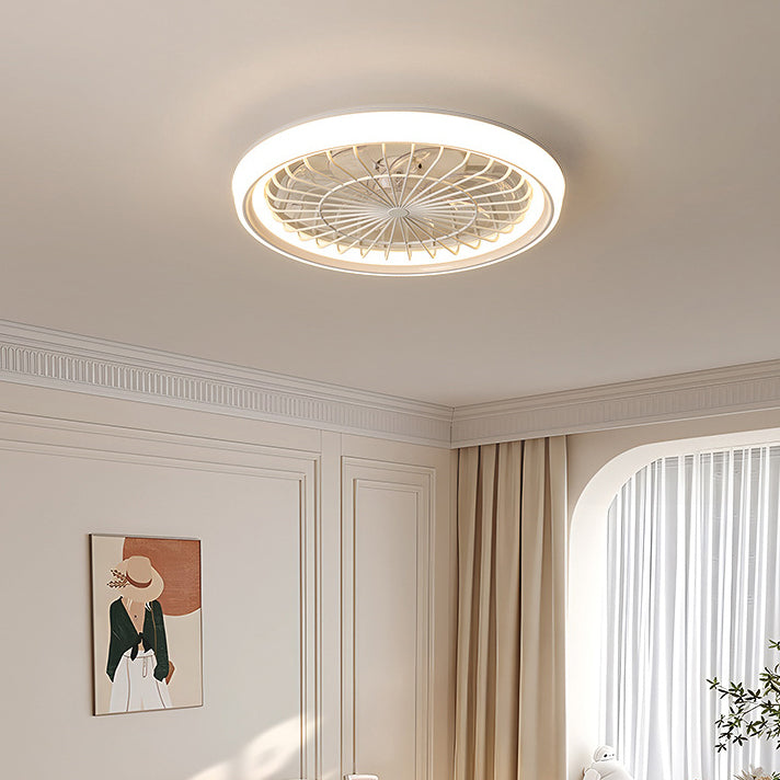 Modern Iron Acrylic Round LED Semi-Flush Fan Light