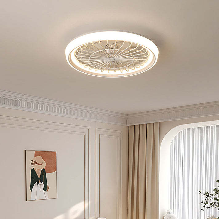 Modern Iron Acrylic Round LED Semi-Flush Fan Light