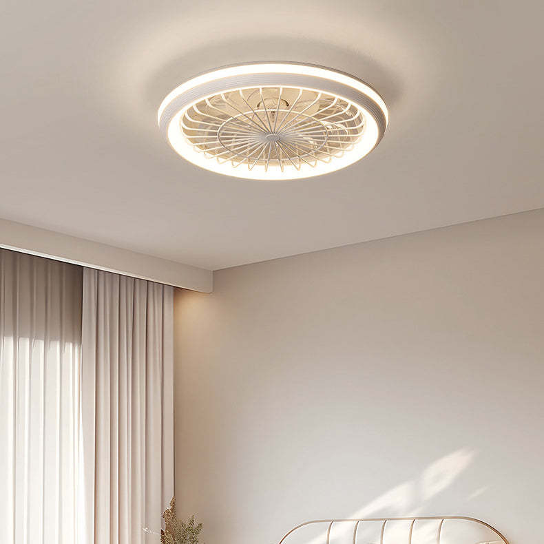 Modern Iron Acrylic Round LED Semi-Flush Fan Light