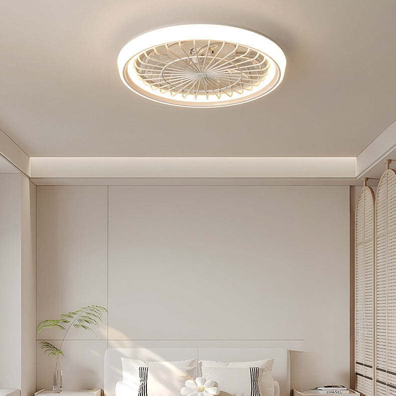 Modern Iron Acrylic Round LED Semi-Flush Fan Light