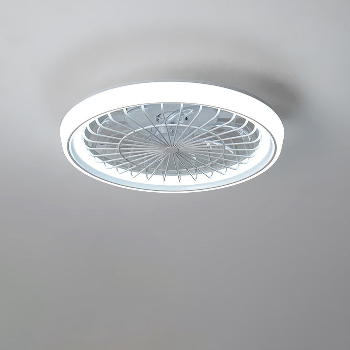 Modern Iron Acrylic Round LED Semi-Flush Fan Light