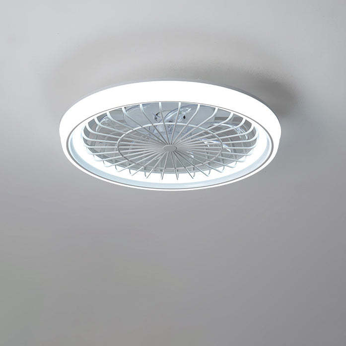Modern Iron Acrylic Round LED Semi-Flush Fan Light