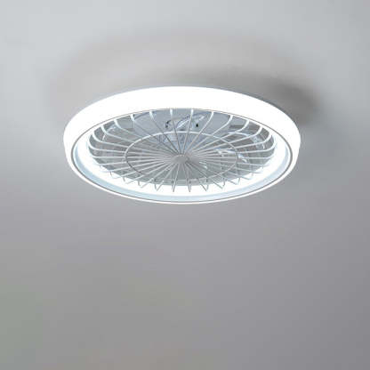 Modern Iron Acrylic Round LED Semi-Flush Fan Light