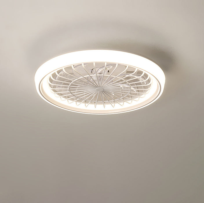Modern Iron Acrylic Round LED Semi-Flush Fan Light