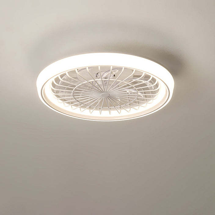 Modern Iron Acrylic Round LED Semi-Flush Fan Light