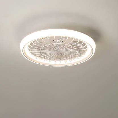 Modern Iron Acrylic Round LED Semi-Flush Fan Light