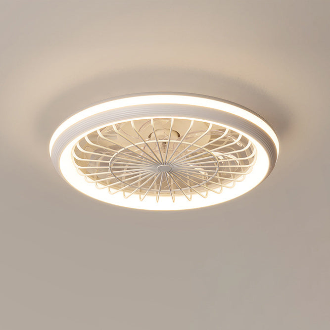 Modern Iron Acrylic Round LED Semi-Flush Fan Light