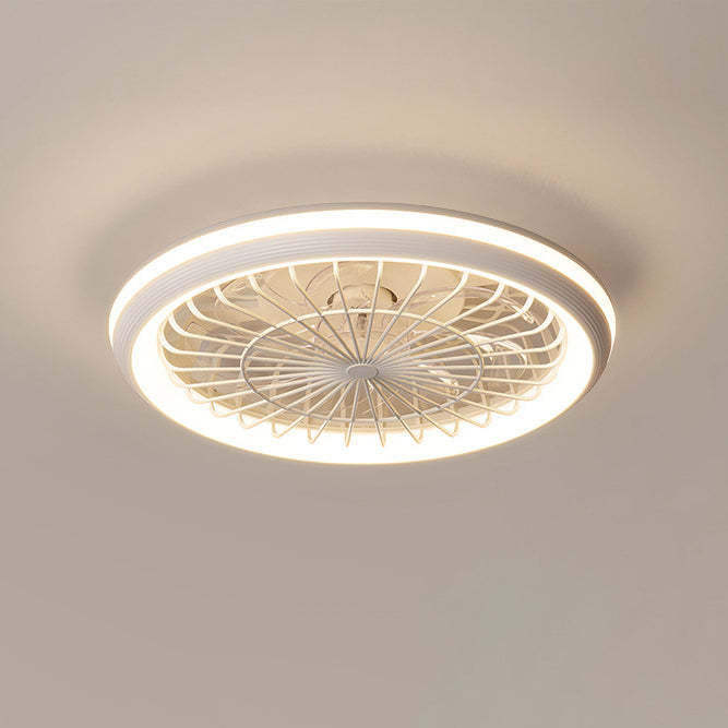 Modern Iron Acrylic Round LED Semi-Flush Fan Light