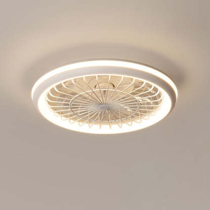 Modern Iron Acrylic Round LED Semi-Flush Fan Light