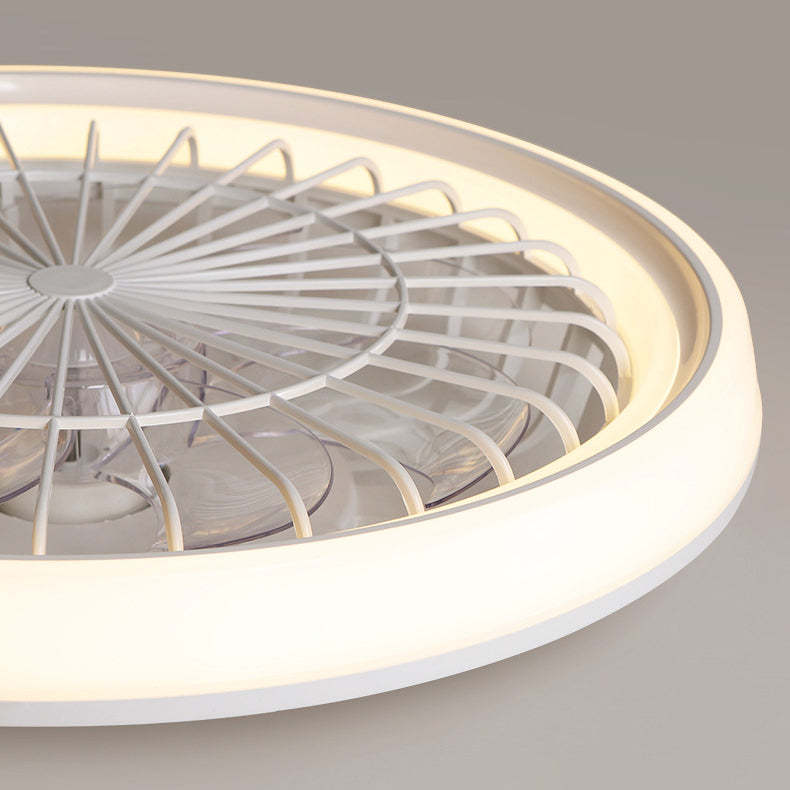 Modern Iron Acrylic Round LED Semi-Flush Fan Light