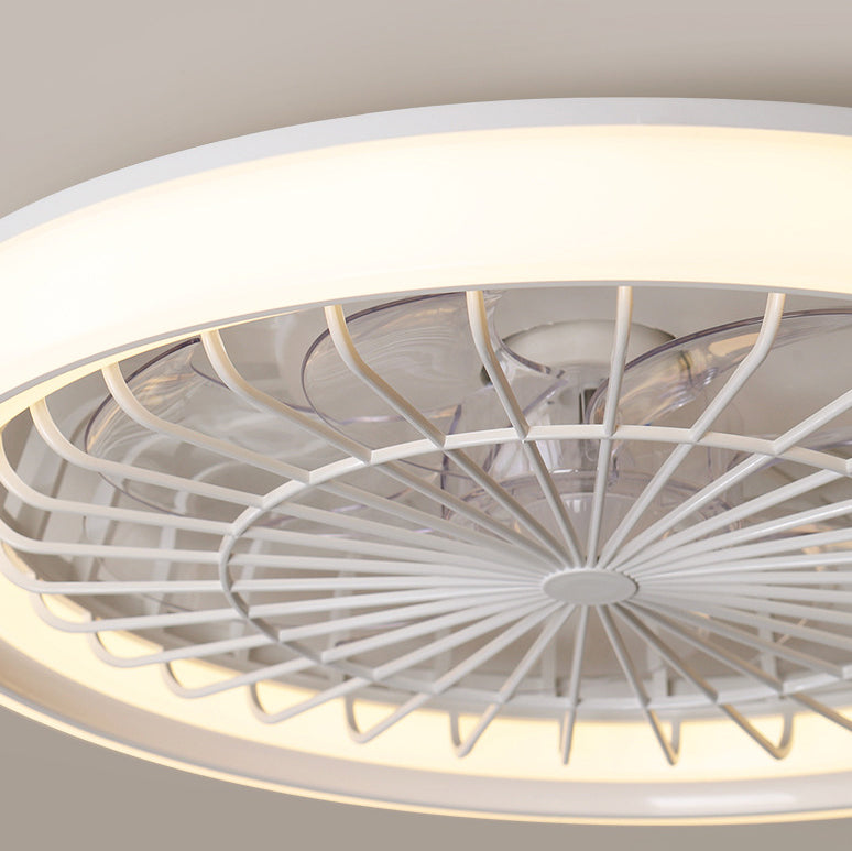 Modern Iron Acrylic Round LED Semi-Flush Fan Light