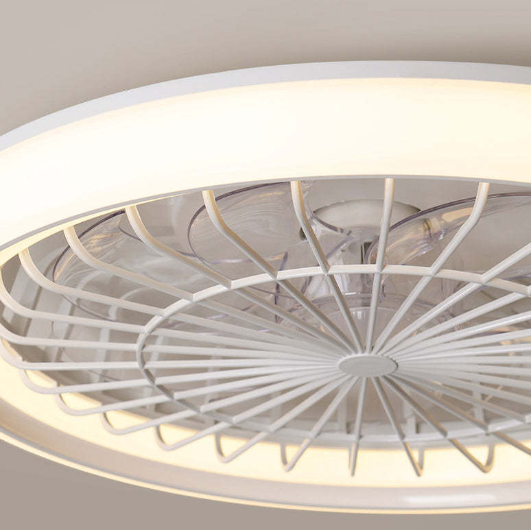 Modern Iron Acrylic Round LED Semi-Flush Fan Light