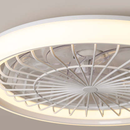 Modern Iron Acrylic Round LED Semi-Flush Fan Light