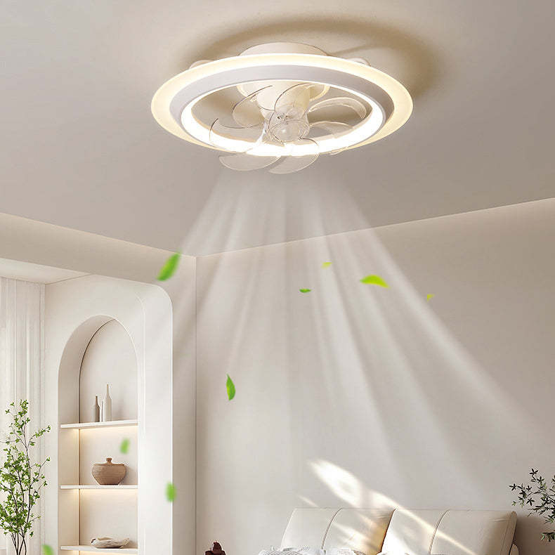 Modern Iron Acrylic Round LED Semi-Flush Fan Light