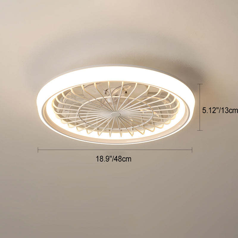 Modern Iron Acrylic Round LED Semi-Flush Fan Light