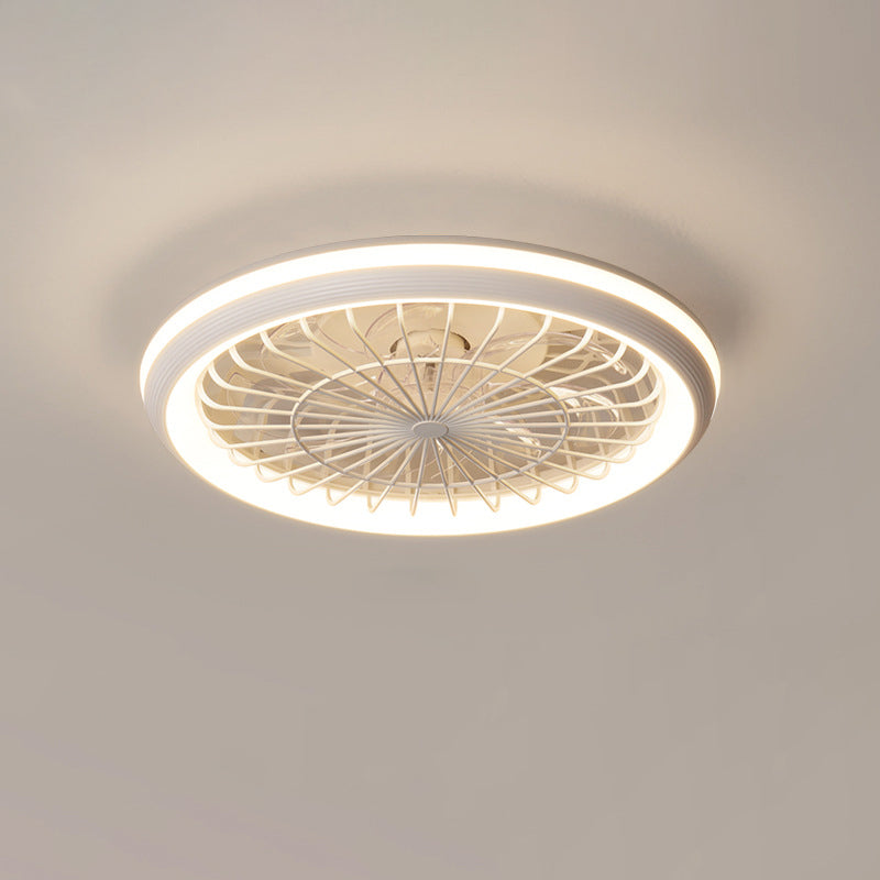 Modern Iron Acrylic Round LED Semi-Flush Fan Light