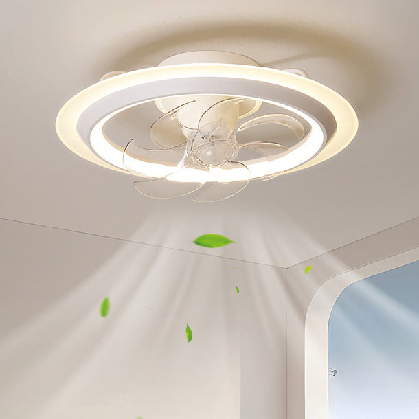 Modern Iron Acrylic Round LED Semi-Flush Fan Light