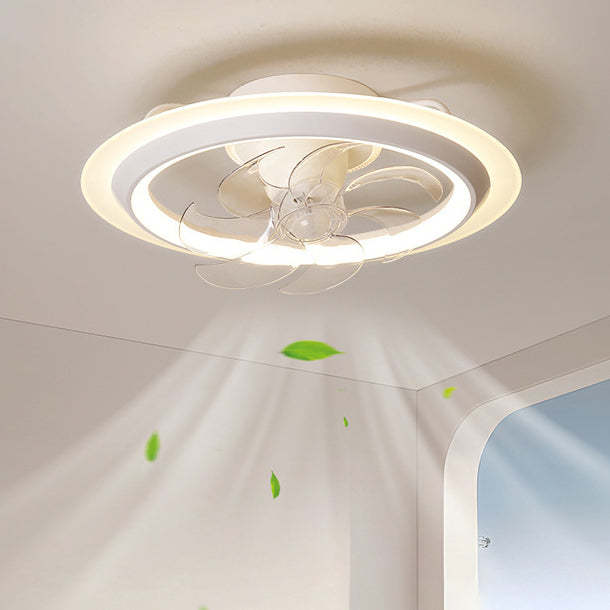 Modern Iron Acrylic Round LED Semi-Flush Fan Light