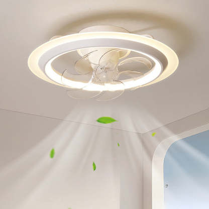 Modern Iron Acrylic Round LED Semi-Flush Fan Light