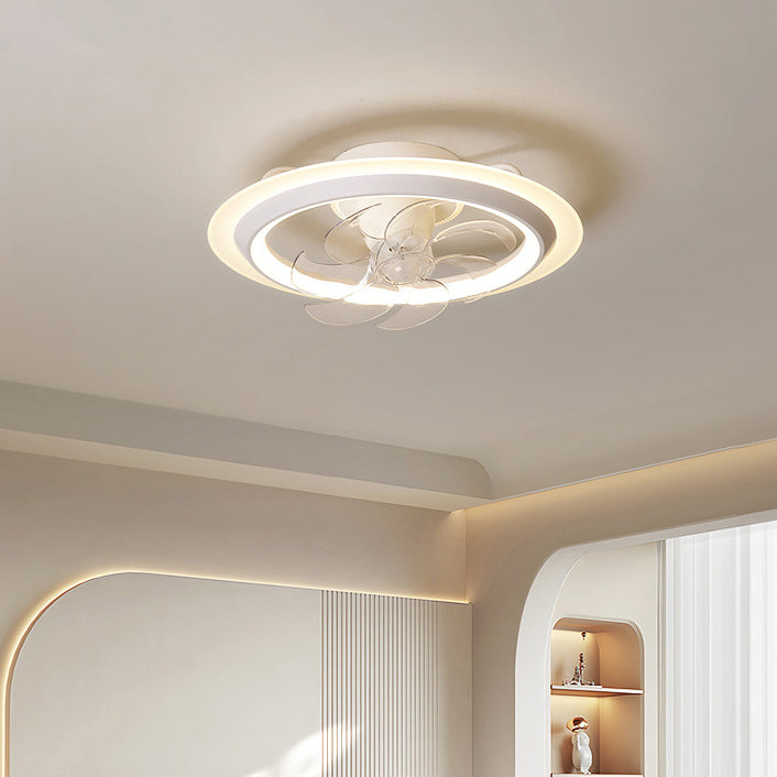 Modern Iron Acrylic Round LED Semi-Flush Fan Light