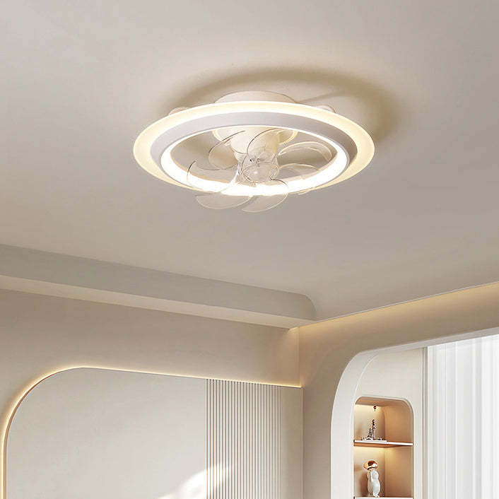 Modern Iron Acrylic Round LED Semi-Flush Fan Light