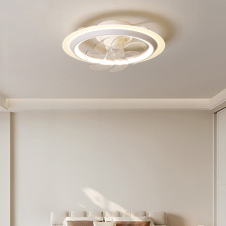 Modern Iron Acrylic Round LED Semi-Flush Fan Light