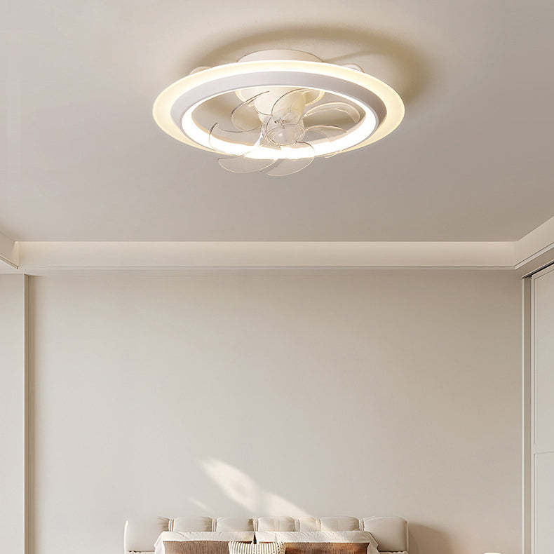 Modern Iron Acrylic Round LED Semi-Flush Fan Light