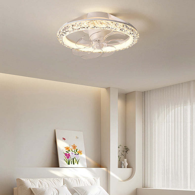 Modern Iron Acrylic Round LED Semi-Flush Fan Light